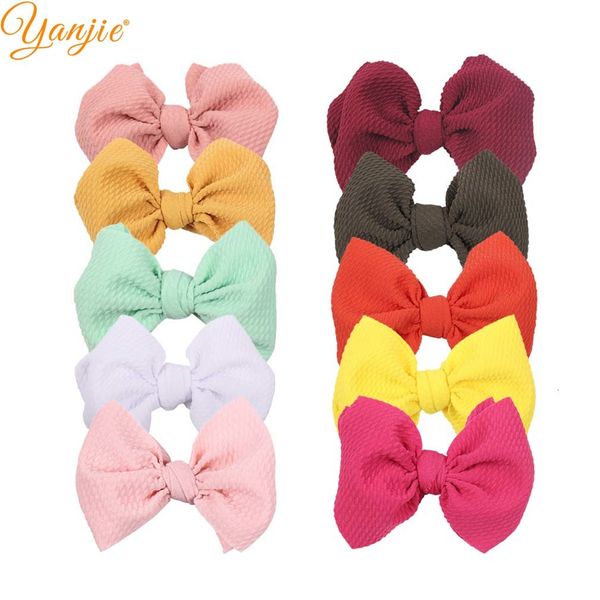 

10pcs/lot 4.5'' waffle knit hair bows hair clips for women girls headbands kids hairgrips headwear party diy hair accessories, Silver