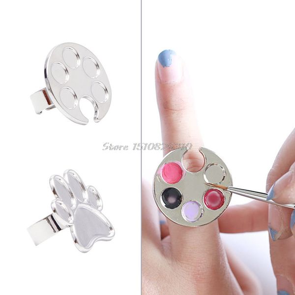 

mini finger nail art mixing palette for hand manicure ring nail tools metal #y207e# sale