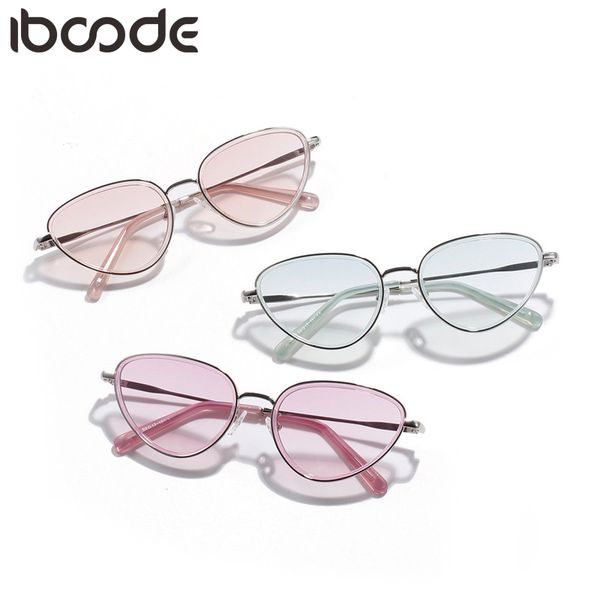 

iboode vintage cateye sunglasses women retro cat eye sun glasses brand designer colorful eyewear for female, White;black