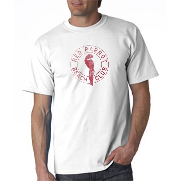 

print tees short sleeve o-neck (10) new red parrot beach club surfs whitet-shirts wholesale men women rp05 men summer style