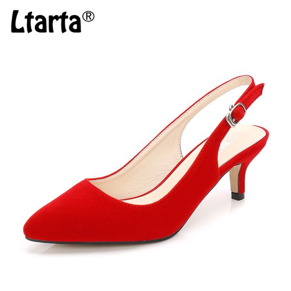 

sandals ltarta women's shoes point toe supply style rear empty buckle low heel plus high heels pumps kitten wz-5106, Black