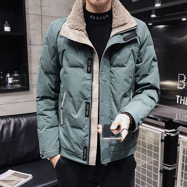 

down jacket men's short 2020 new winter lamb wool korean version of the trend handsome lightweight winter jacket tide brand, Black