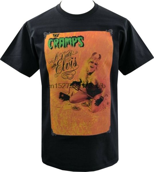 

mens t-shirt the cramps date with elvis psychobilly garage poison ivy devil 80s