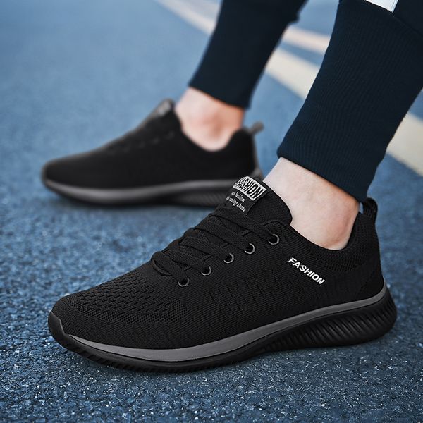 

men's brand casual shoes breathable soft sneakers mesh summer flying fabric casual shoes krasovki zapatos hombre, Black