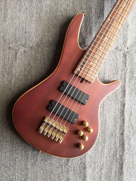 Nadir 6 dize Kahverengi Bass ve Active Transfer Grubu 24 Perde, Altın Donanım Çin Elektro Gitar Bas kırmızı