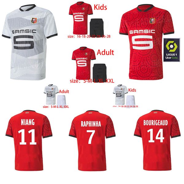 

rennes футбол джерси 2020 2021 28 raphinha ньянг терьер j.martin ренн bourigeaud дом вдали мужчины дети комплект рубашки футбола, Black;yellow