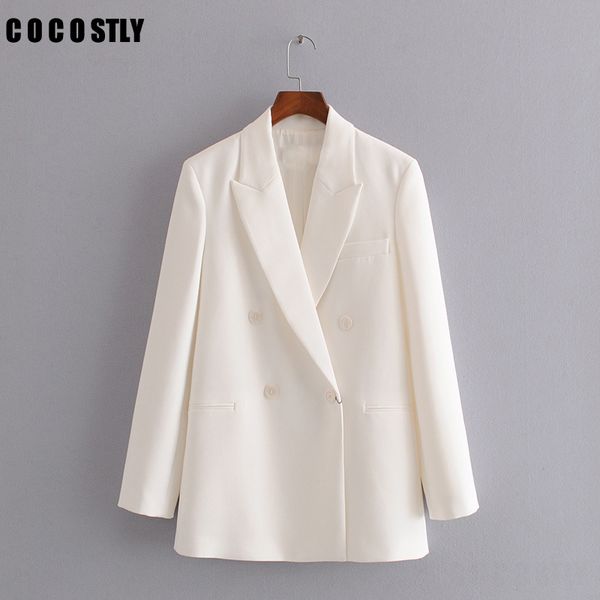 

office ladies blazer woman suit jacket autumn new slim double breasted suit temperament white small female jacket, White;black