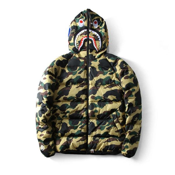 

202o men's cotton clothing new fashion letter embroidery shark mouth men's camouflage casual thick cotton jacket asia size m-3xl, Black