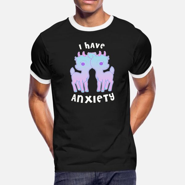 

i have anxiety print cool kawaii pastel goth t shirt men character short sleeve round neck standard interesting humor summer standard shirt
