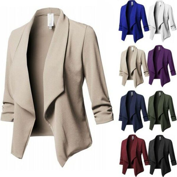 

slim long-sleeved pleated monochrome blazer goes with everythingfashionable and suitable for commuting coat, White;black