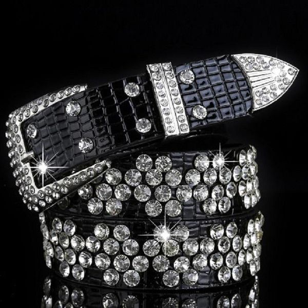 

fashion luxury designer beautiful diamond zircon flower leather belt for female women girls 110cm 3.6 ft, Black;brown