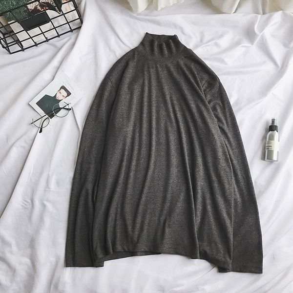 

solid color joker casual men's t - shirt semi-high collar trend tee kg-141, White;black