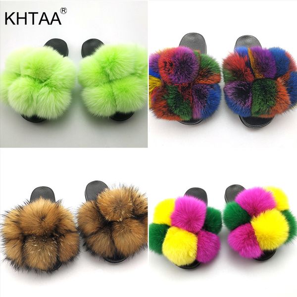 

women fluffy slippers summer furry slides women's real fur slides ladies luxury fashion female fur shoes woman new fashion, Black