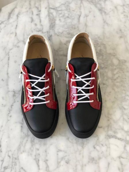 

2tide patchwork couple shoes fashion lace up tide leather mens design shoes new low cut men women casual shoes d01, Black