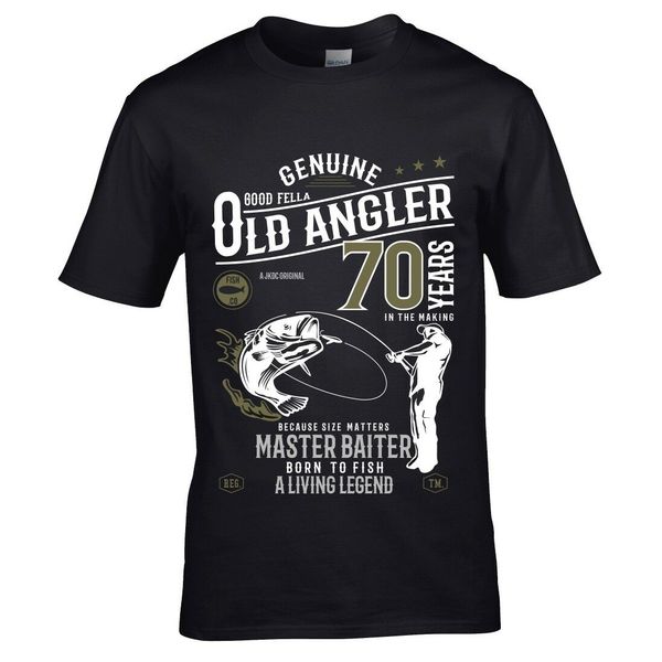 

funny 70 year old angler fishing fisherman mens t-shirt 70th birthday gift fashion new tees novelty o-neck t shirts