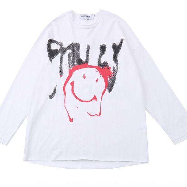 

tie-dyed second dimension ins dark mourning wind demon print niche design long-sleeved t-shirt men's coat t-shirt oversize zxyzl zxy, Blue