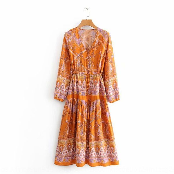 

m2868- women's clothing 2020 summer new holiday v-neck cashew positioning printed m2868-style women's dress clothing 2020 summer n, Black;gray