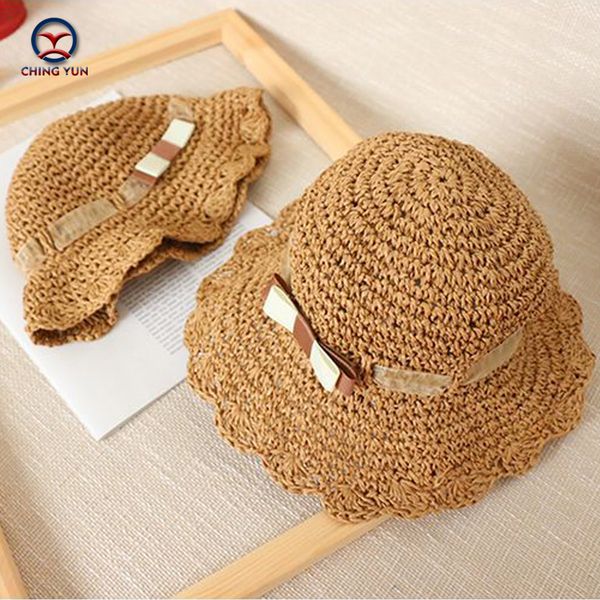 

ching yun girl summer hat sun hat lafite straw cap brim lovely style beach foldable seaside travel girl & boy leisure, Yellow