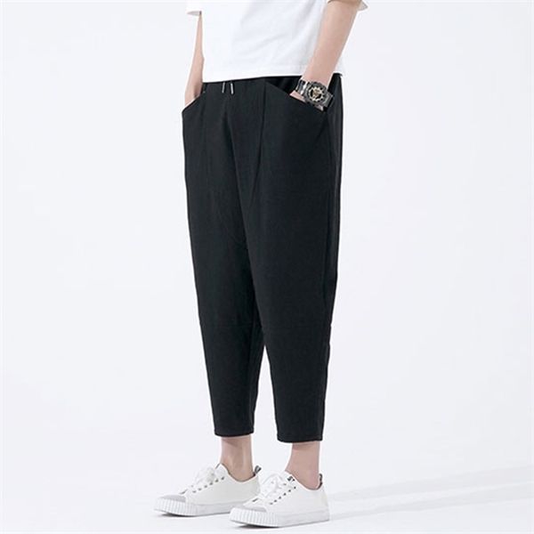 

brand casual harem pants men jogger pants men fitness trousers male chinese traditional harajuku 2020 summer clothe, Black