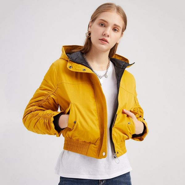 

new 2020 winter hoodied coat women casual short section solid color zipper winter clothes women fashion plus cotton women's coat, Black
