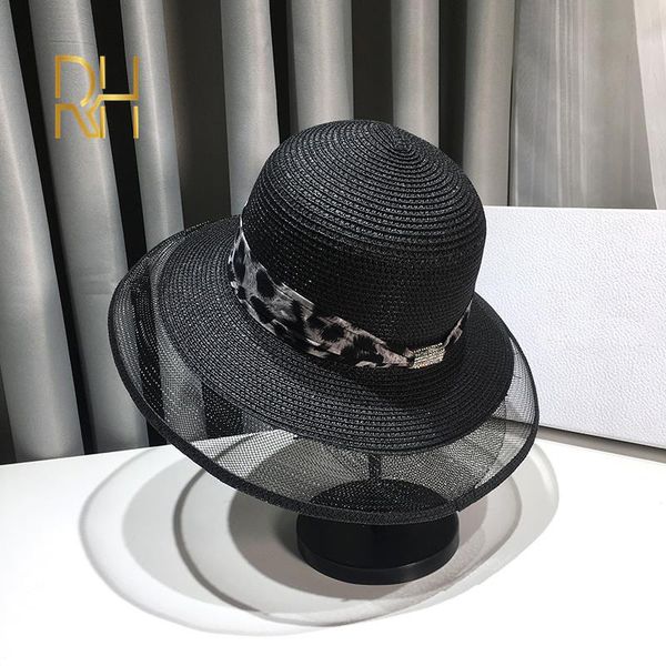

fascinating veil netting sun hat leopard ribbon ladies hats wide brim straw hat women summer beach cap fedoras dress rh, Blue;gray