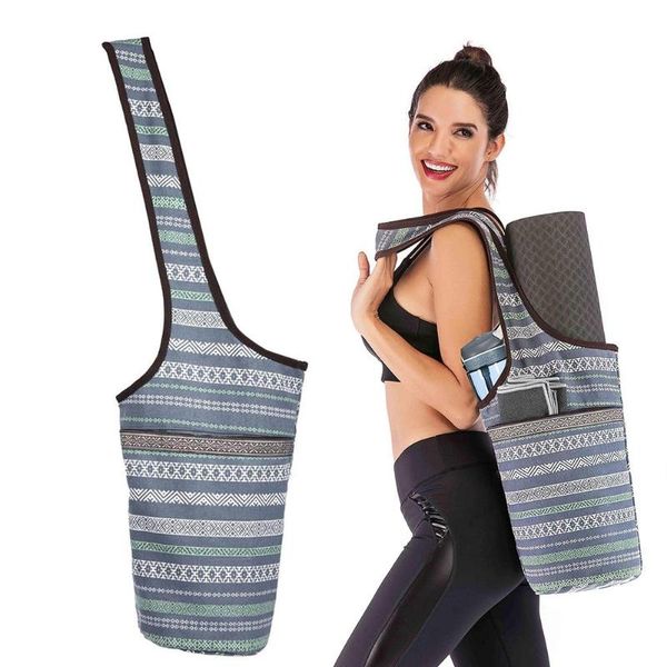 yoga mat bag casual fashion canvas backpack with large size...
