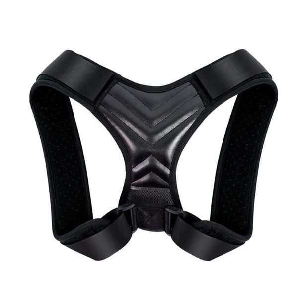 

back support brace belt adjustable posture corrector clavicle spine, Black;blue