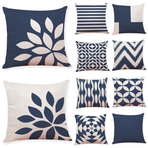 

nordic design cushion cover blue geometric throw pillowcase 45cmx45cm color decoration home office car bed seat pillow case