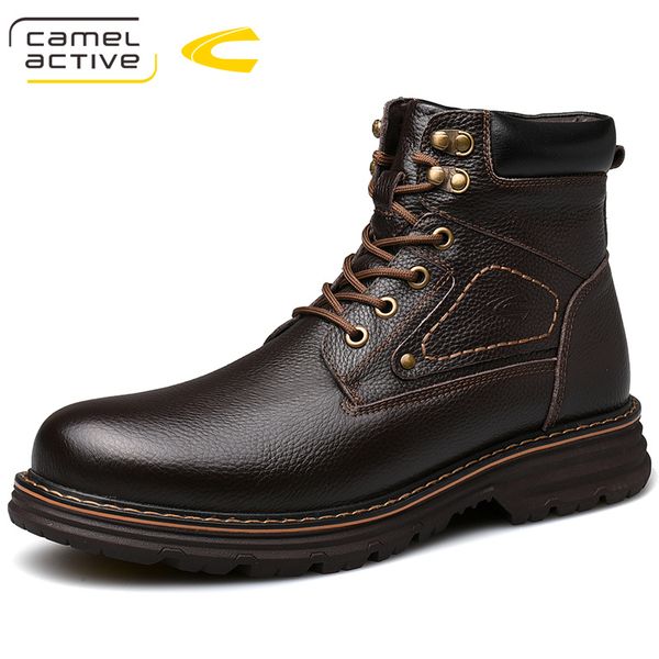 

camel active new high-fashion retro men boots genuine leather shoes men england matte boots tooling, Black