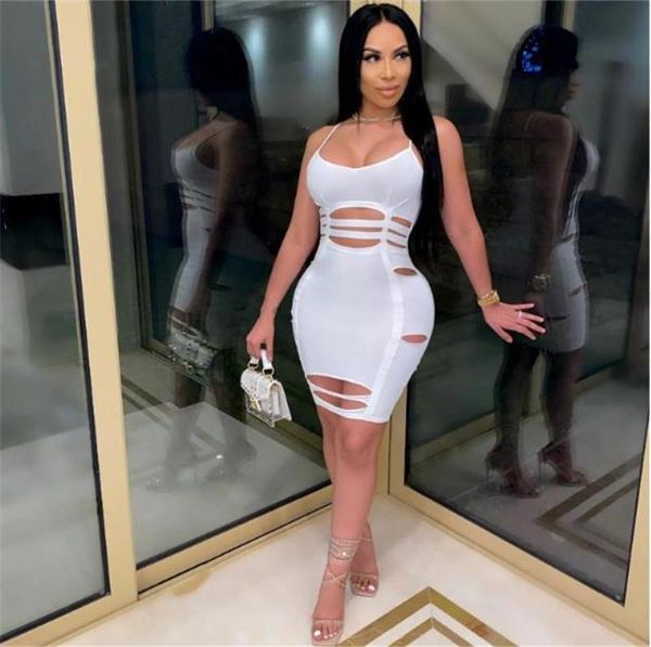

hollow out women dresses fashion spaghetti strap ripped hole bodycon party club, White;black