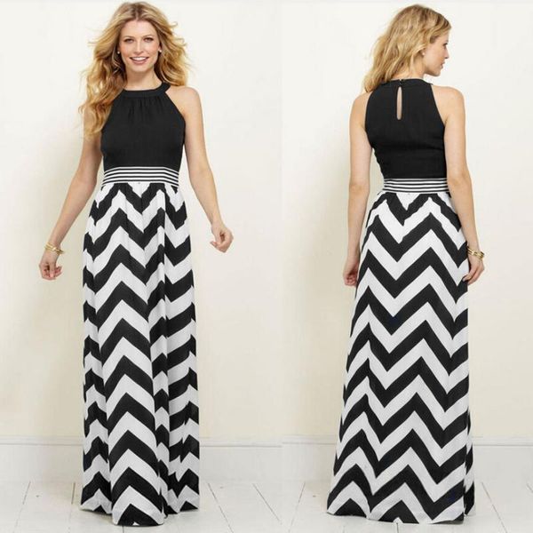 

casual dresses women long summer 2021 elastic waist maxi cotton sleeveless plus size black, Black;gray