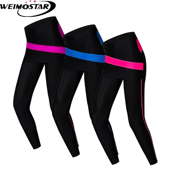 

racing pants weimostar women's cycling dress ropa ciclismo lycra bike bicycle long gel pad shockproof zipper tight, Black;blue