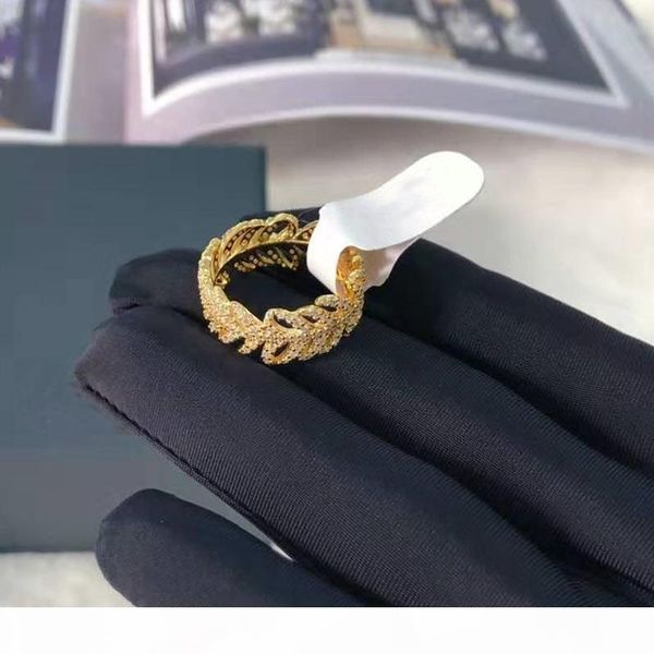 

popular fashion women rings yellow gold plated full cz leaves ring for men women for party wedding nice gift, Silver