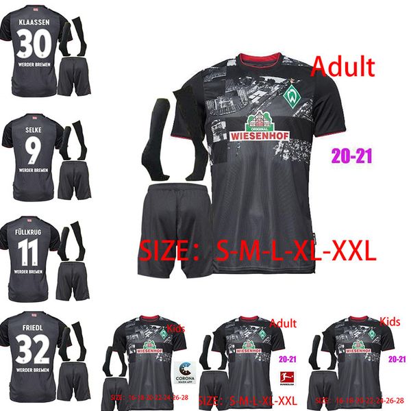 

2020-2021 werder bremen city soccer jerseys 20 21 friedl klaassen selke rashica bartels werder bremen home football shirts men kids+socks, Black;yellow