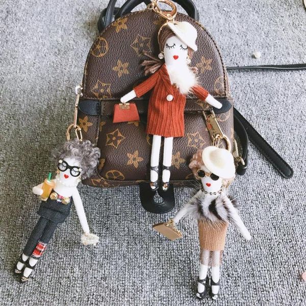 

fahion modern lady keyring cute doll luxury lace clothes car pendant girls jewelry ornmants keychain iiaveros chain, Silver