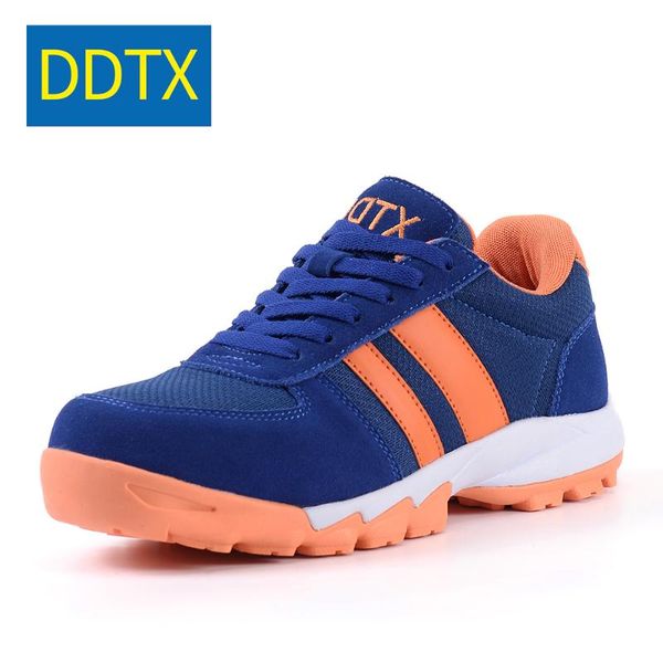 

ddtx men's safety shoes steel toe anti-puncture s1p src anti-slip anti-static work sneakers breathable leather blue, Black