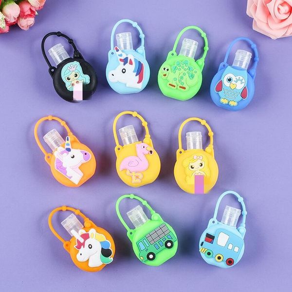 

30ml hand sanitizer bottle bag cover cartoon silicone bottle case hand sanitizer keychain holder sleeve mini empty bottles protector e92105, Blue