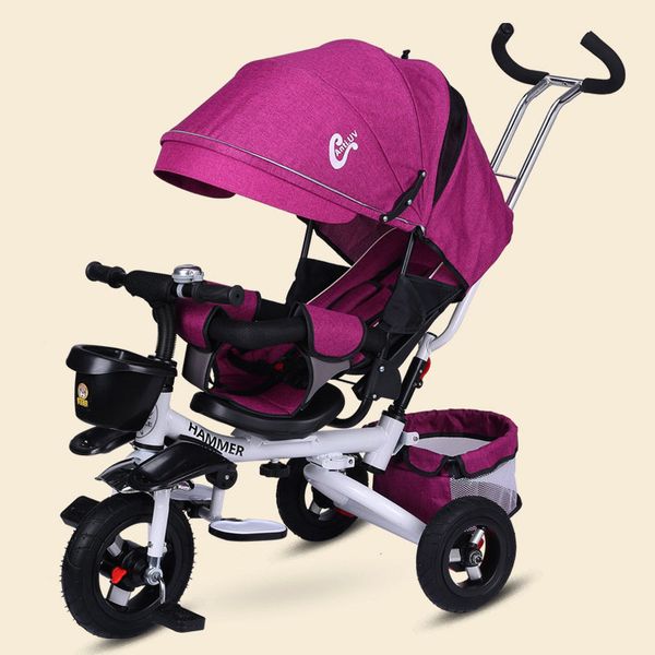 

strollers# multifunction folding can sit and lie children's tricycle baby stroller bicycle reclining seat space wheel three