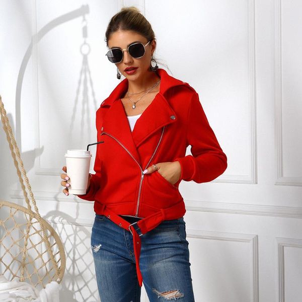 

women's jackets ymwmhu jacket and coats for women 2021 autumn casual short zipper slim moto biker chaqueta mujer casaco jaqueta feminin, Black;brown