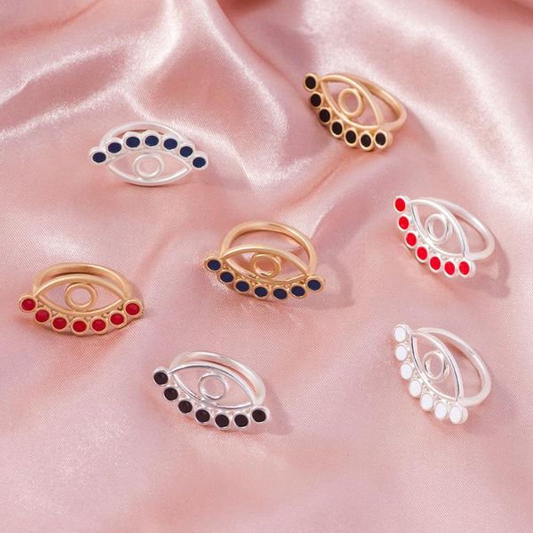 

cluster rings 2021 fashion female women's wedding alloy drop oil love heart eye round gifts for women girls party jewelry, Golden;silver
