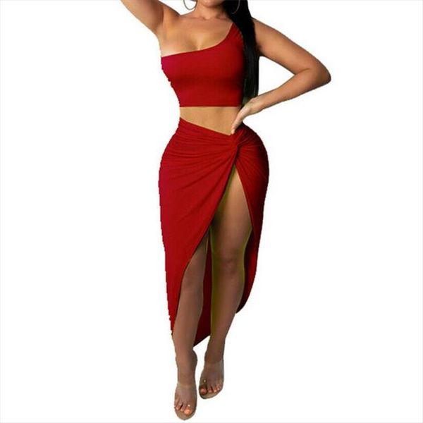 

women summer clothes two piece crop bodycon skirt set club party dress summer outfits for ladies clothing beach wear, Gray