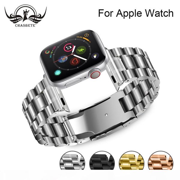 

stainless steel watchband for apple watch strap 38mm 42mm iwatch apple watch4 band 40mm 44mm strap band loop belt wrist, Black;brown