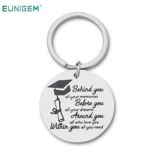 

keychains graduation keychain gift for him her women men friend keyring behind you all memories before your dream pendant, Silver