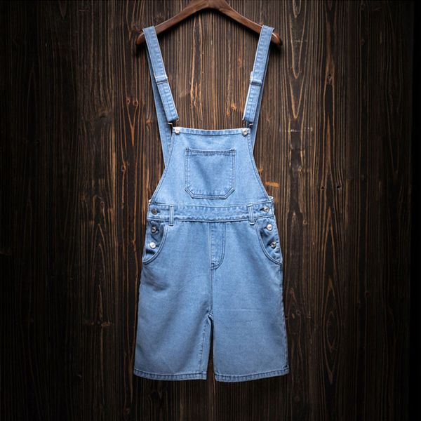 

men's jeans cotton shorts 2021 casual men bib overalls short summer fashion male slim jean man denim jumpsuit, Blue