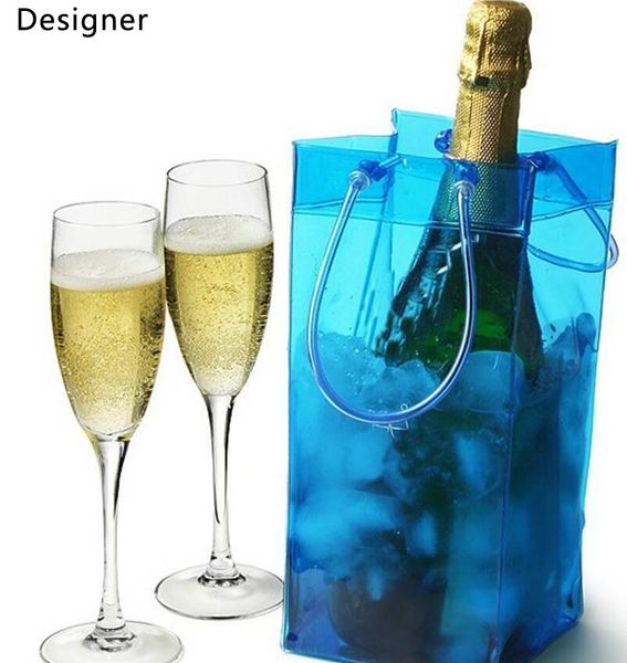 

wine ice bag durable transparent pvc champagne pouch cooler with handle portable clear storage outdoor coolin bags dha329