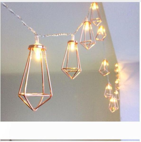 

retro iron metal diamond led fairy string lights battery xmas holiday wedding party home decoration 10 leds lantern string lamps