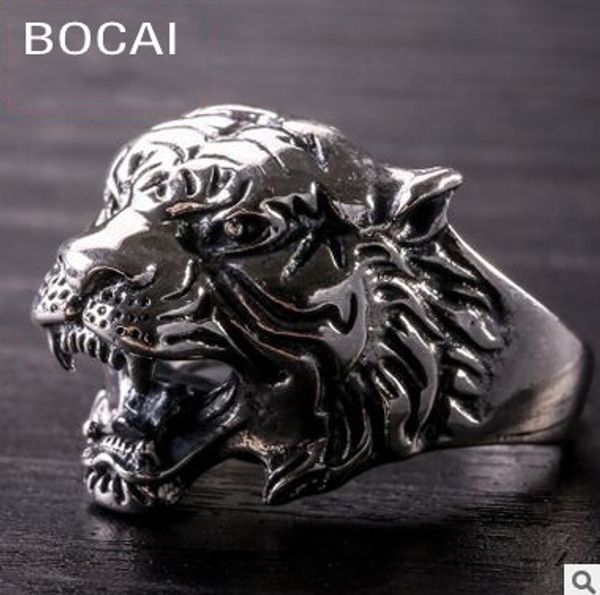 

thai silver ring tiger original personality tiger silver man ring hand s925 pure for man, Golden;silver