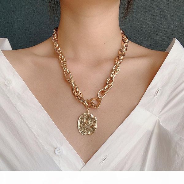 

vintage necklace matte gold twisted chains chokers necklaces for women gothic jewelry irregular geometric metal pendant necklace, Golden;silver
