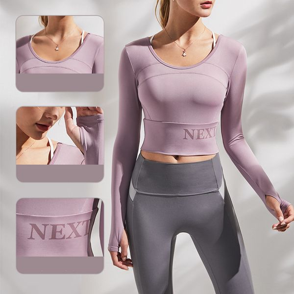 

u-образным вырезом backless спортивные рубашки с длинным рукавом письмо printed crop top tight fit быстрое высыхание running training топы с, White;red