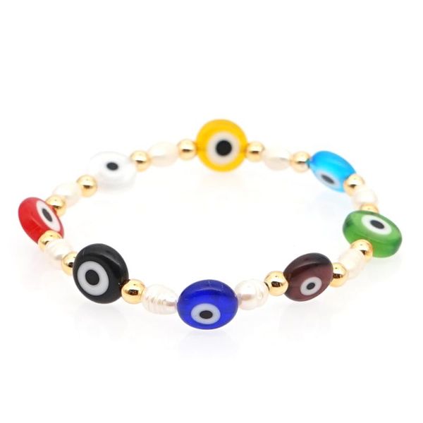 

grapes turkish evil eye bracelet for women pearls bracelets bohemian jewelry new pulseras colorful ins fashion gift, Black